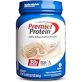 Premier Protein Powder, Vanilla Milkshake, 30g Protein, 1g Sugar, 100% Whey Protein, Keto Friendly, No Soy Ingredients, Glute