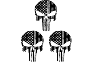 NTICKER 3 Pieces US Flag Skull Hard Hat Stickers Decals, Skull American Flag USA