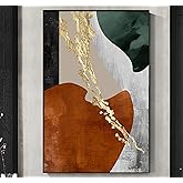 Green and Orange Abstract Wall Art Green and Gold Poster Green Orange and Gold Abstract Painting Gold Foil Canvas Wall Art Orange Abstract Art Prints Artwork for Living Room Decor 16x24inch No Frame