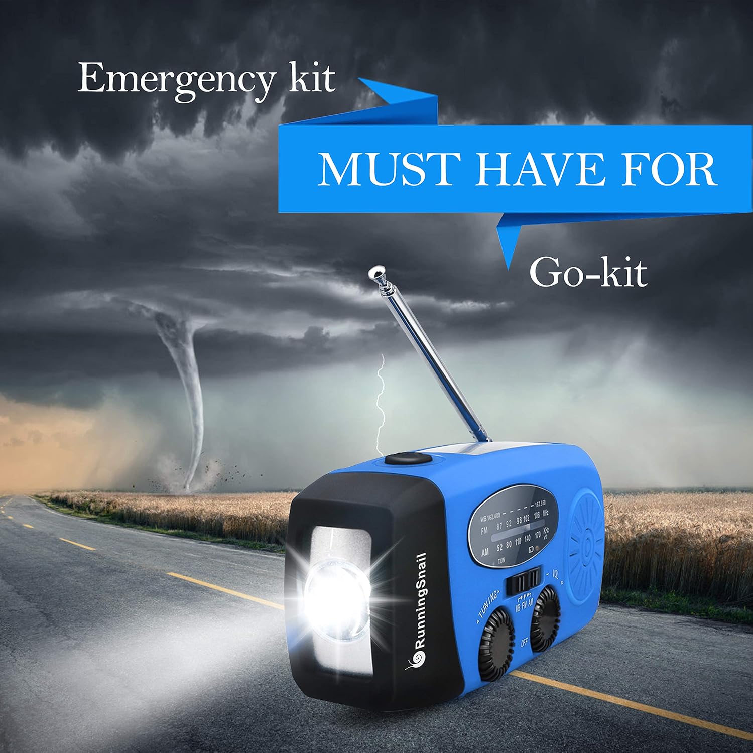 Upgraded Version RunningSnail Emergency Hand Crank Self Powered AM/FM NOAA Solar Weather Radio with LED Flashlight, Emergency Power Bank for iPhone/Smartphone (088B): Home Audio & Theater