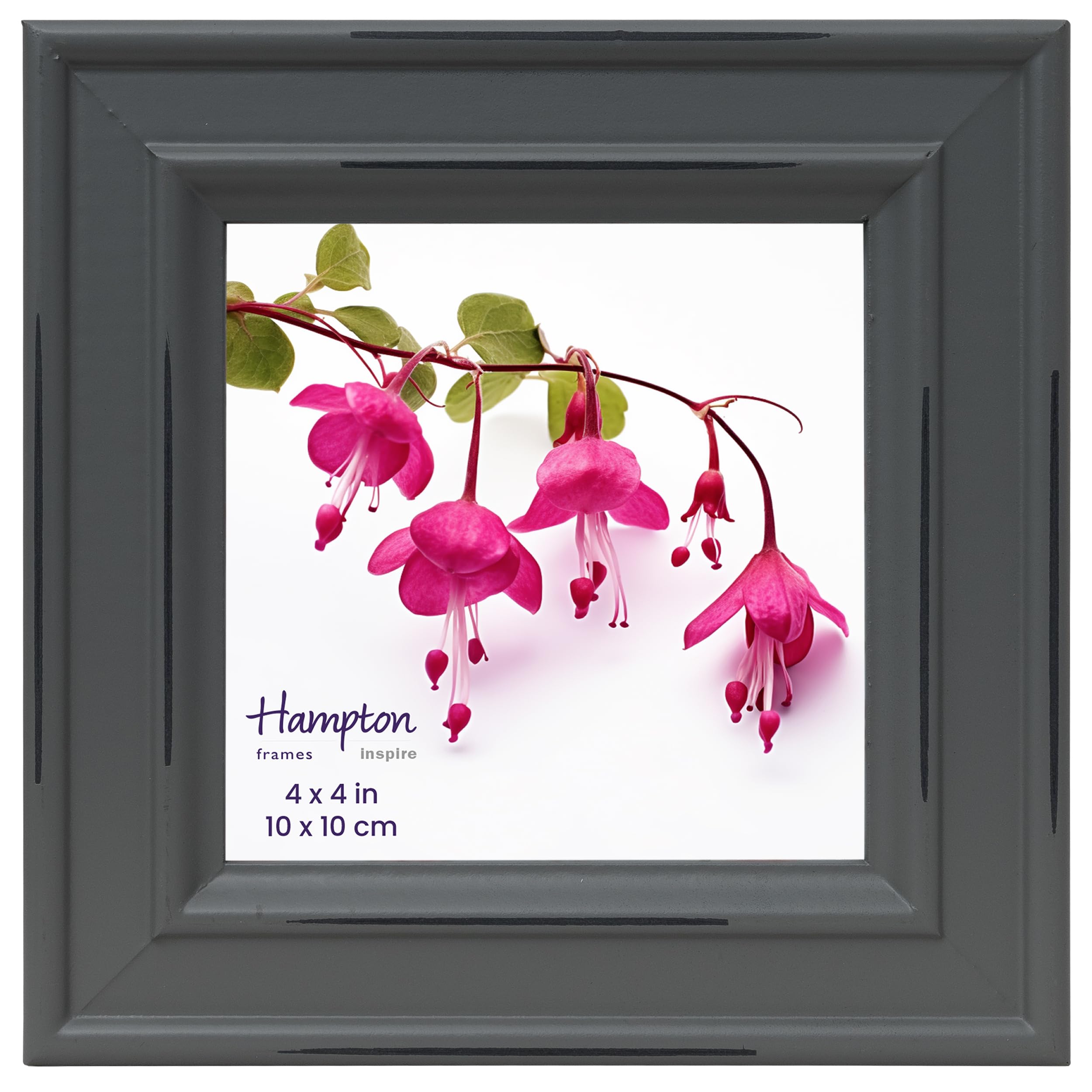 inspire by Hampton Frames | PALOMA 4x4 Photo Frame, Grey, 10x10cm, Glass | Square Design, Tabletop or Wall Display, Modern Home Décor | Display Photos