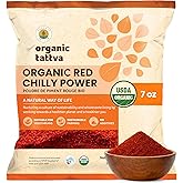 Organic Tattva Red Chili Powder, 7 oz, Pure Hot Chili Spice, USDA Certified | Cold Ground, With Natural Oils, Aroma &amp; Color, Additives &amp; Chemical Free, Ideal For Grilling, Seasoning &amp; Everyday Cooking