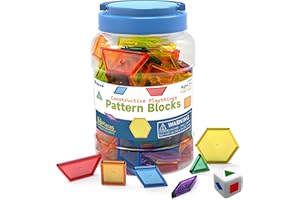 EXBEPE Translucent Pattern Blocks Classroom 140 Pieces Light Table for Kids Manipulative Toys Education Learning Geometric Sh