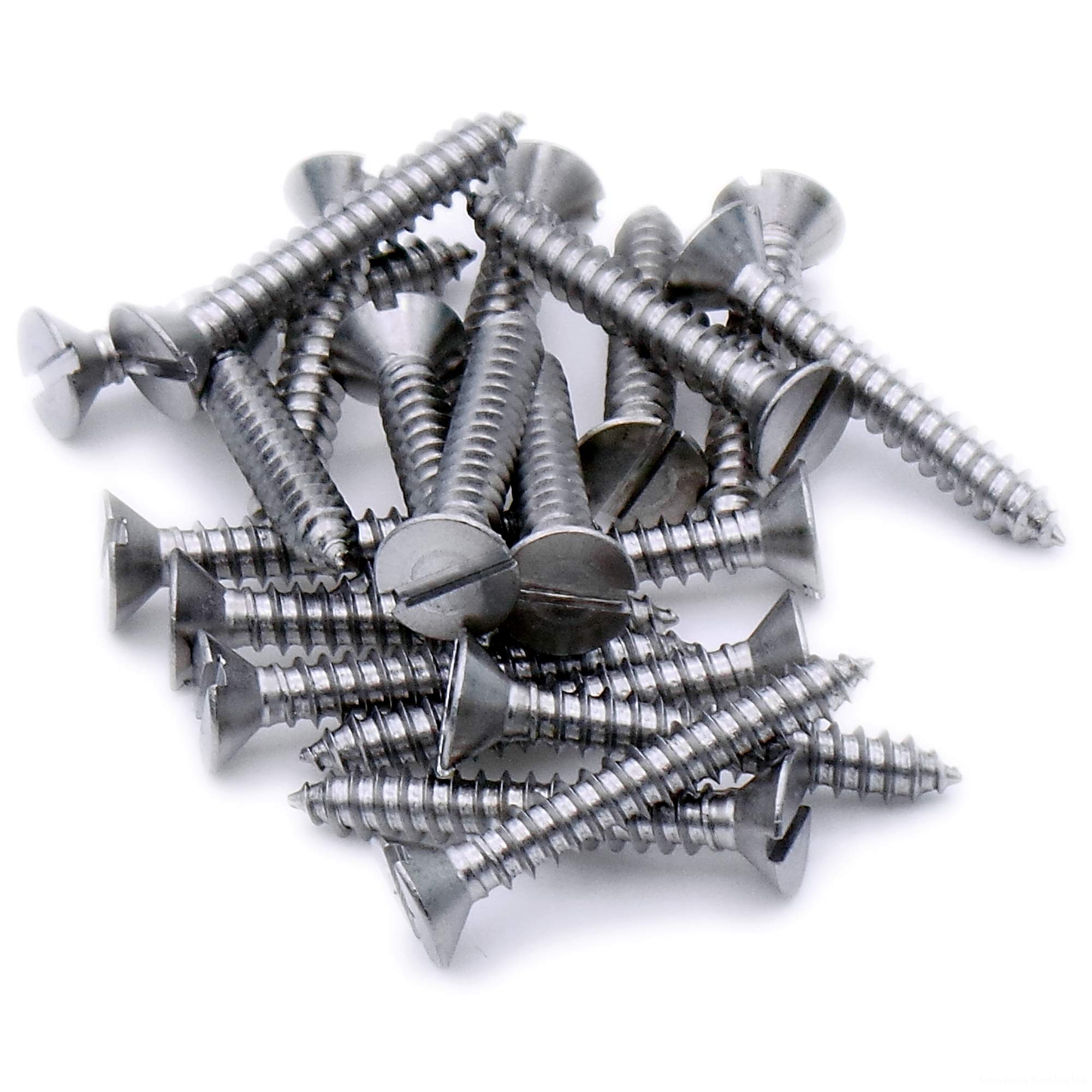 No.7 x 0.75 (3.9mm x 19mm) Slot Countersunk Self-Tapping Screw - Stainless Steel (A2) (Pack of 20)