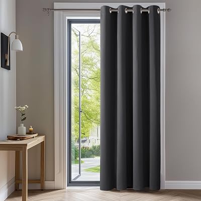 Deconovo Thermal Blackout Curtain 132x214 Grey Eyelet Panel Door Window