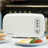 Berghoff Seren Side Loading Toaster, Flatbed Bread Toaster, Cream Panel | Cool Touch Exterior, Removable Crumb Tray, Use as Serving Tray, Wide Rack Toaster for Paninis, Croissants &amp; Baguettes