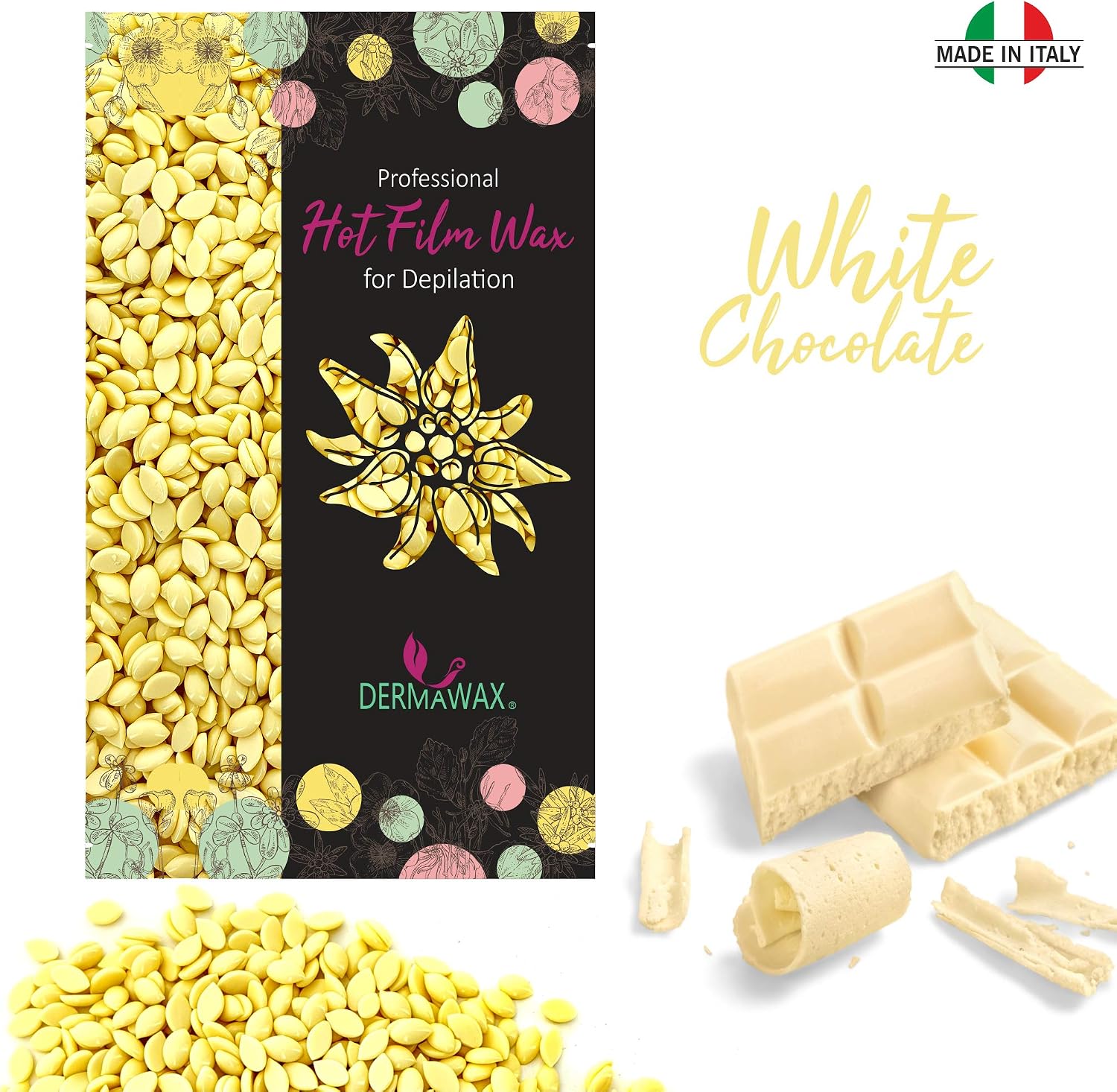 Hard Wax Beads for Hair Removal White Chocolate Stripless Formula with Coconut Oil for Full Body Use Face Legs Armpits Bikini Line - Image 3
