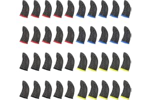 KALIONE 40 Pcs Finger Sleeves, Gaming Finger Sleeve for Gaming Thumb Sleeves Gaming Finger Protector Thumb Sleeve Anti Sweat Breathable Touchscreen Finger Cover for Phone Game (4 Colors)