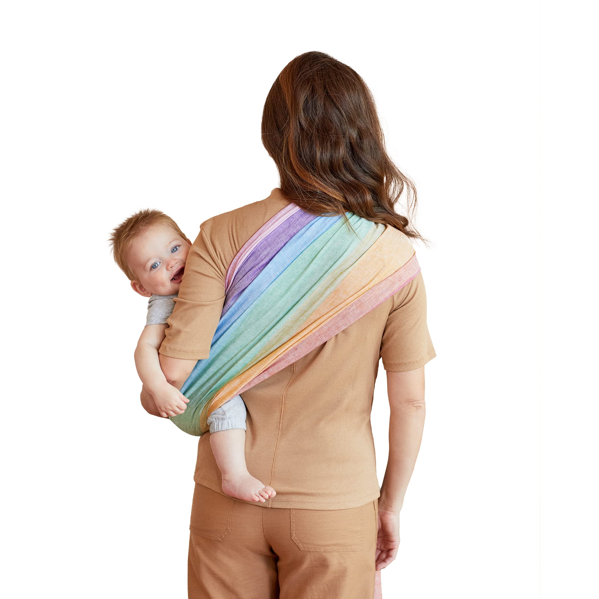LÍLLÉbaby Ring Sling Baby Wrap Carrier for Infants & Toddlers (8-30lbs), Made for Versatile Babywearing, Support Wrap for Mother's, Adjustable & Sturdy, Lightweight & Comfortable (Rainbow)
