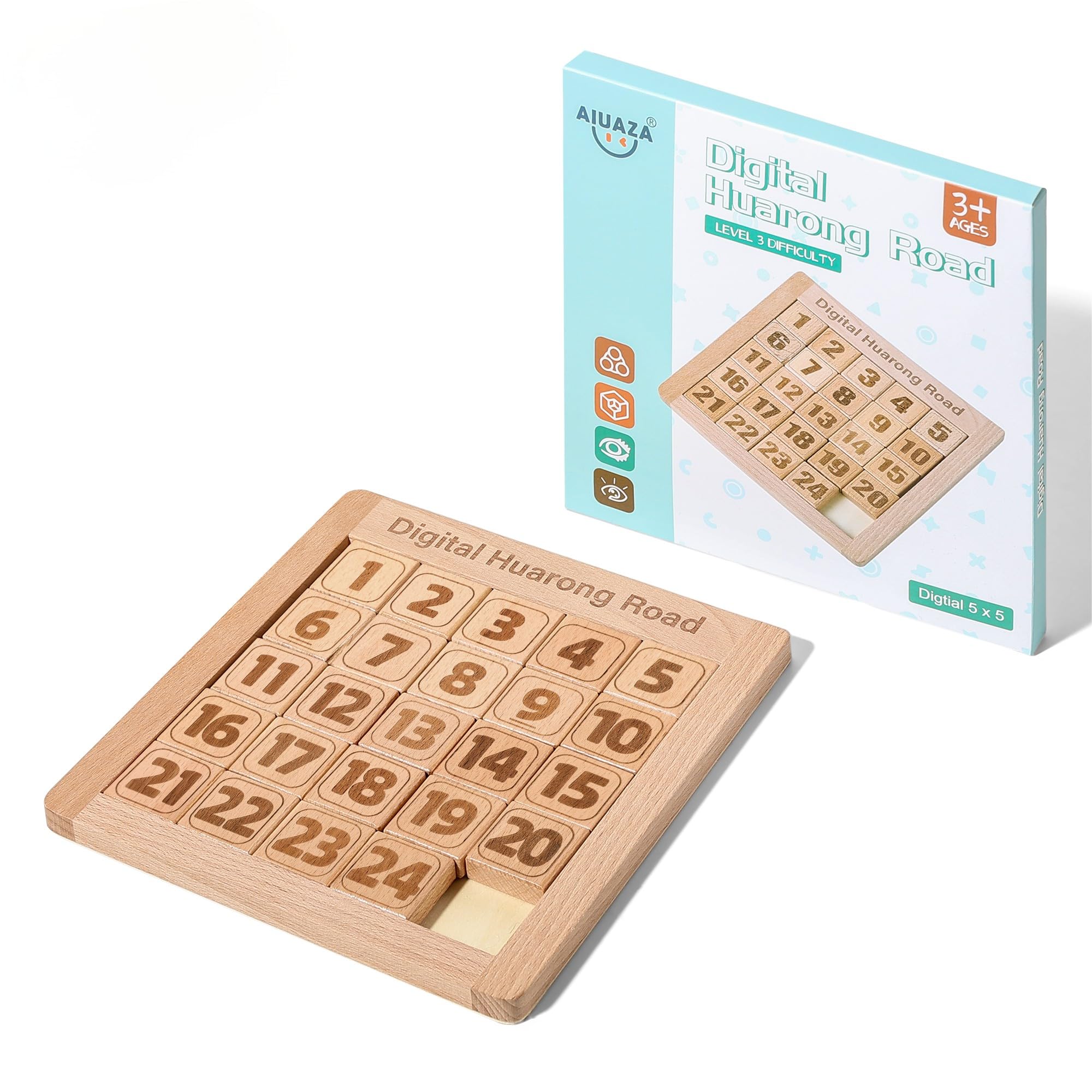 Photo 1 of AIUAZA Wooden Number Sliding Puzzle?Brain Teasers Toy Tangram Slide Puzzle Game?Sequential Puzzles Board Game?Educational Toys for Kids and Adults?Number 1-24?