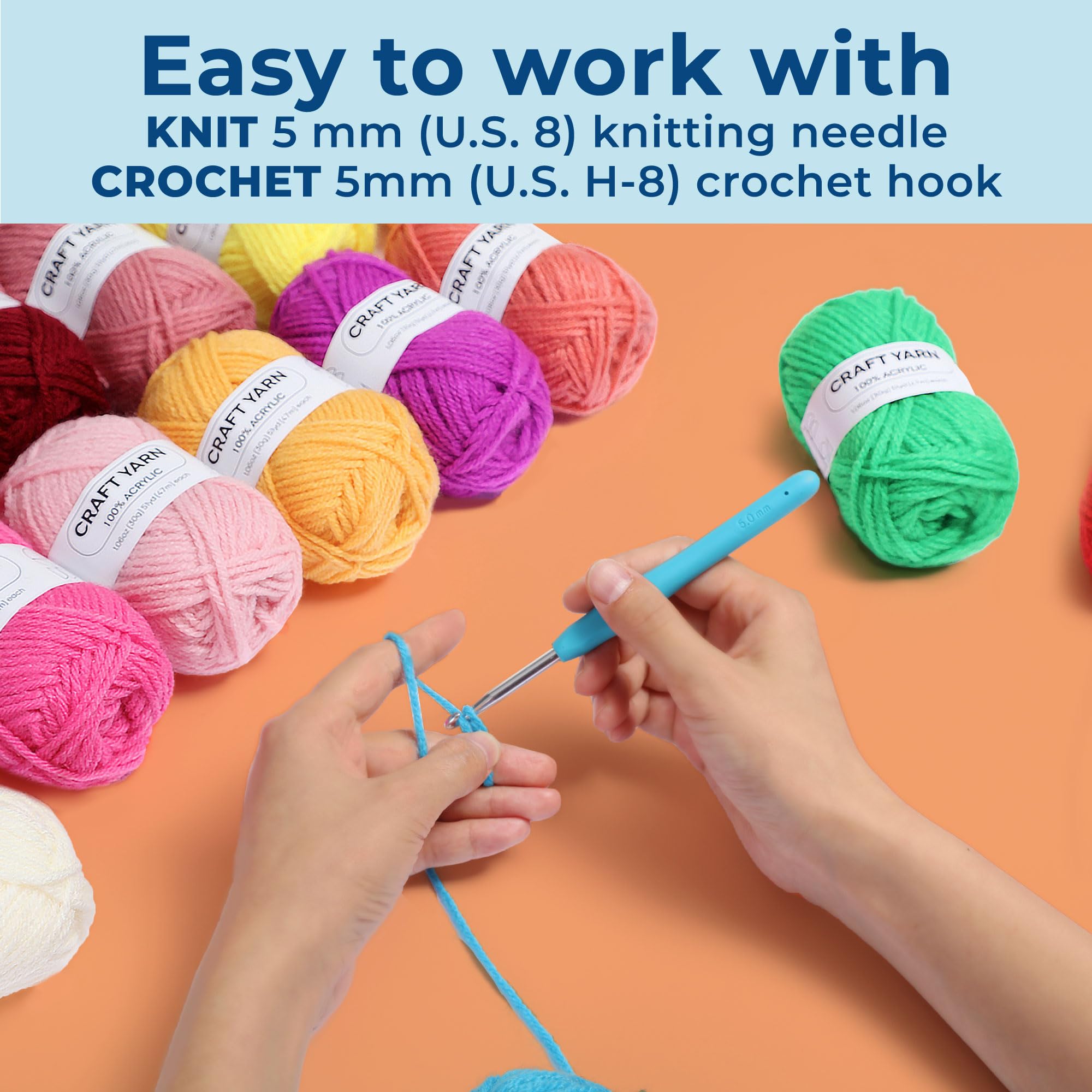 CRAFTWIZ 100% Acrylic Yarn for Crocheting and Knitting - 30x20g Skeins of #4 Worsted Weight, 1200 Yards of Soft Yarn, Perfect for Amigurumi and Other Small Crafts Projects
