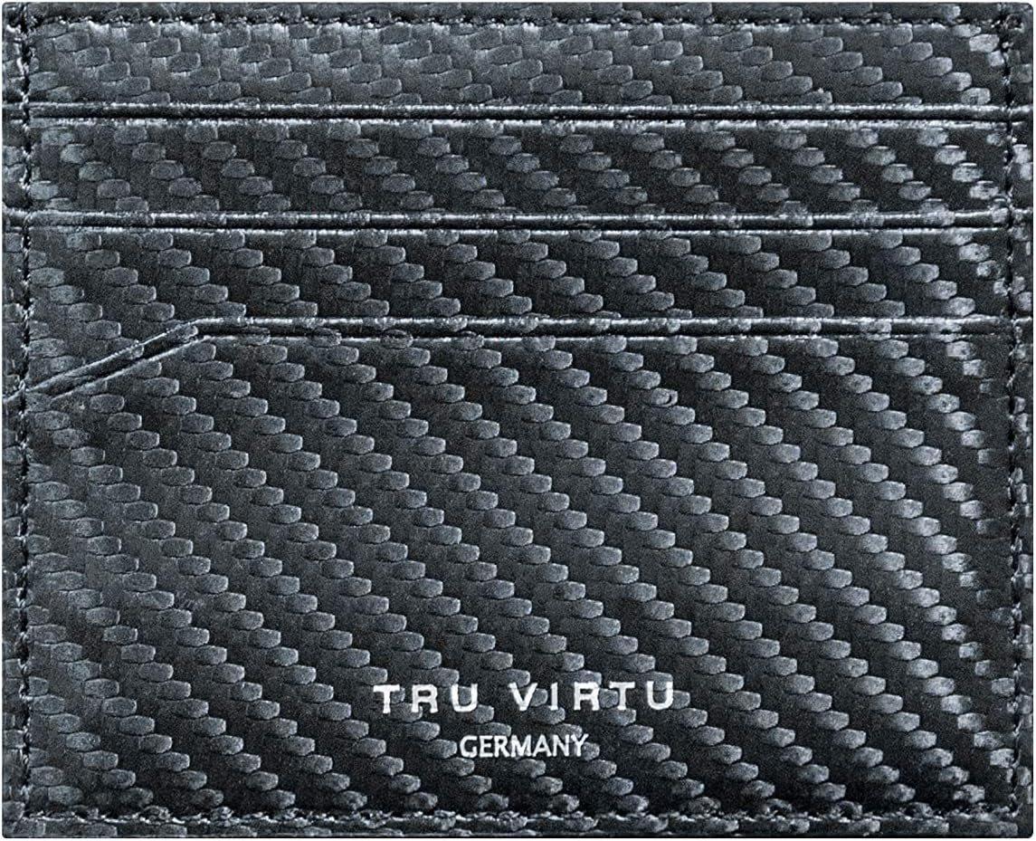 Tru Virtu® Ultra Slim Wallet Carbon Card Holder - RFID/NFC Protection - Black Leather - Unisex Adults - Wallet - Image 3