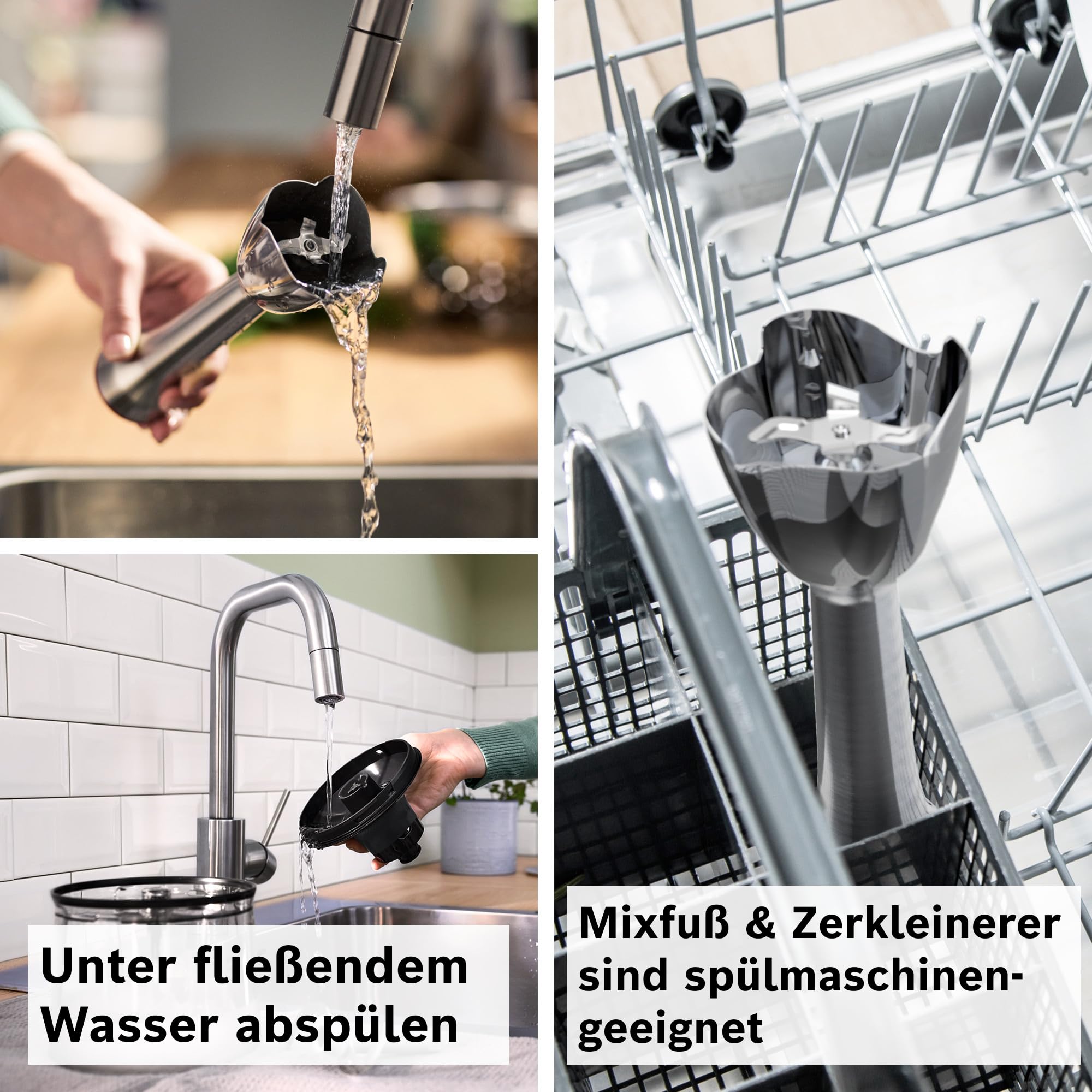 Bosch Stabmixer ErgoMaster Serie 6, Zerkleinerer, einhändig bedienbar, 4 Edelstahl-Klingen verschleißfreie Keramik-Kupplung, Luftkühlung, langlebig, Mixbecher, leistungsstark, 1200 W, MSM6M830 9