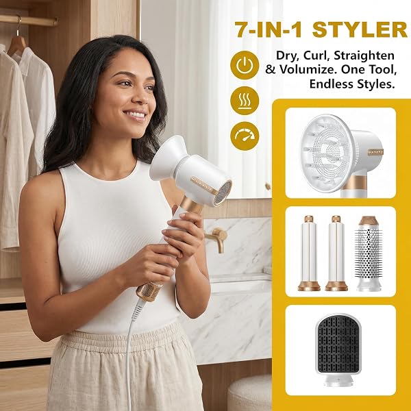 NORA STYLER MULTI-STYLER PRO 7-IN-1, IONIC HOT AIR HAIR STYLER FOR CURLING, STRAIGHTENING, DRYING & VOLUMIZING, PROFESSIONAL HAIR STYLING TOOL FOR ALL HAIR TYPES