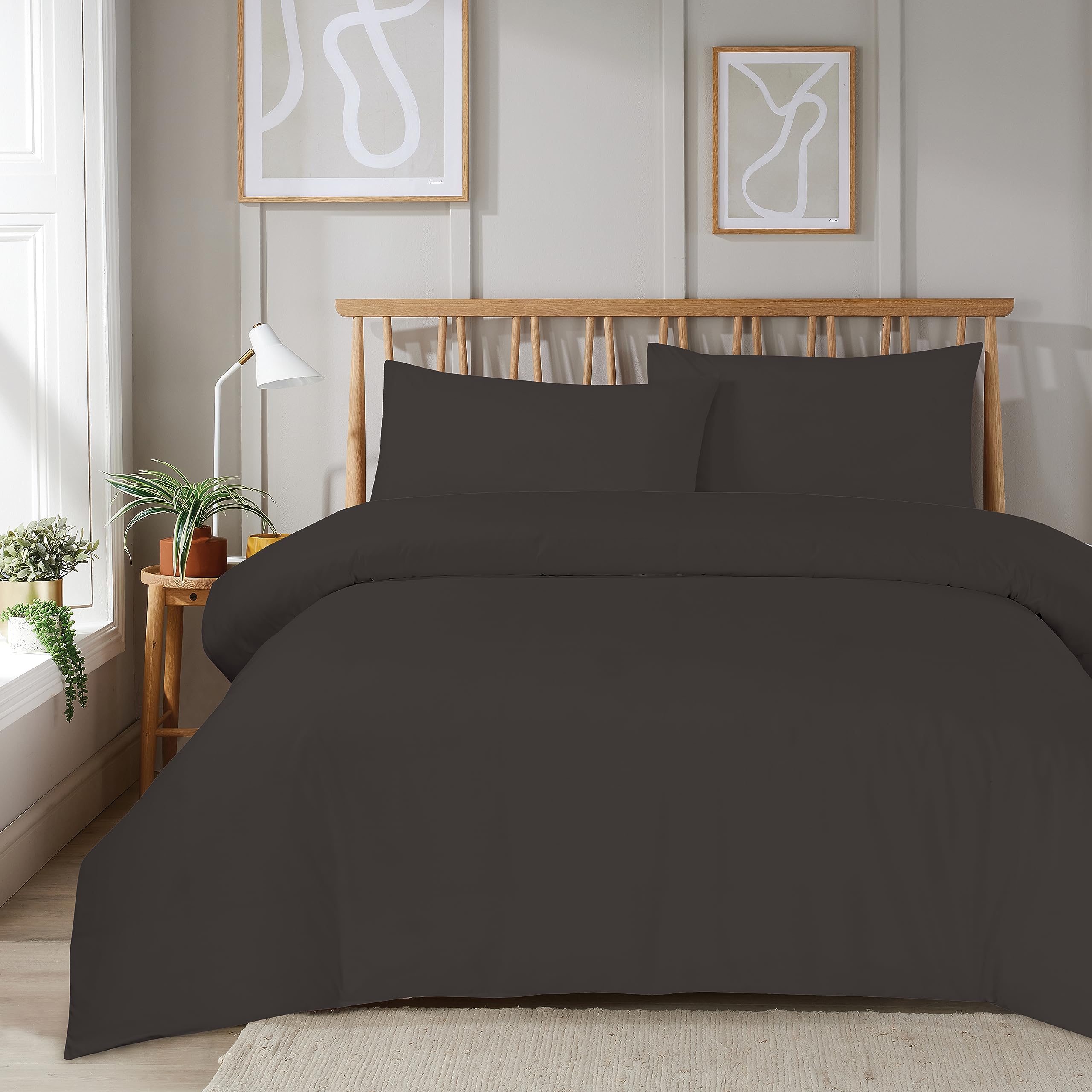 Olivia Rocco Super Soft Plain Duvet Set Ultra-Soft Easy Care Quilt Bedding Bed Cover Sets with Convenient Zip Fastening Luxurious Comfort for a Dreamy Bedroom Makeover, DOUBLE GREY