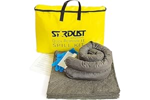 STARDUST SUPER ABSORBENT Stardust Spill Products D715 Quick Response II Spill Kit Includes Yellow Duffle, 15 Universal Sorbent Pads, 2 Universal Sorbent Socks 3"x4', 4 Disposal Bags, Nitrile Gloves