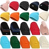 Cutecrop 50 Pack Winter Beanies Bulk Warm Thick Thermal Hat 10 Style Knit Beanies Unisex Hat Homeless Charity Donation Multicolor