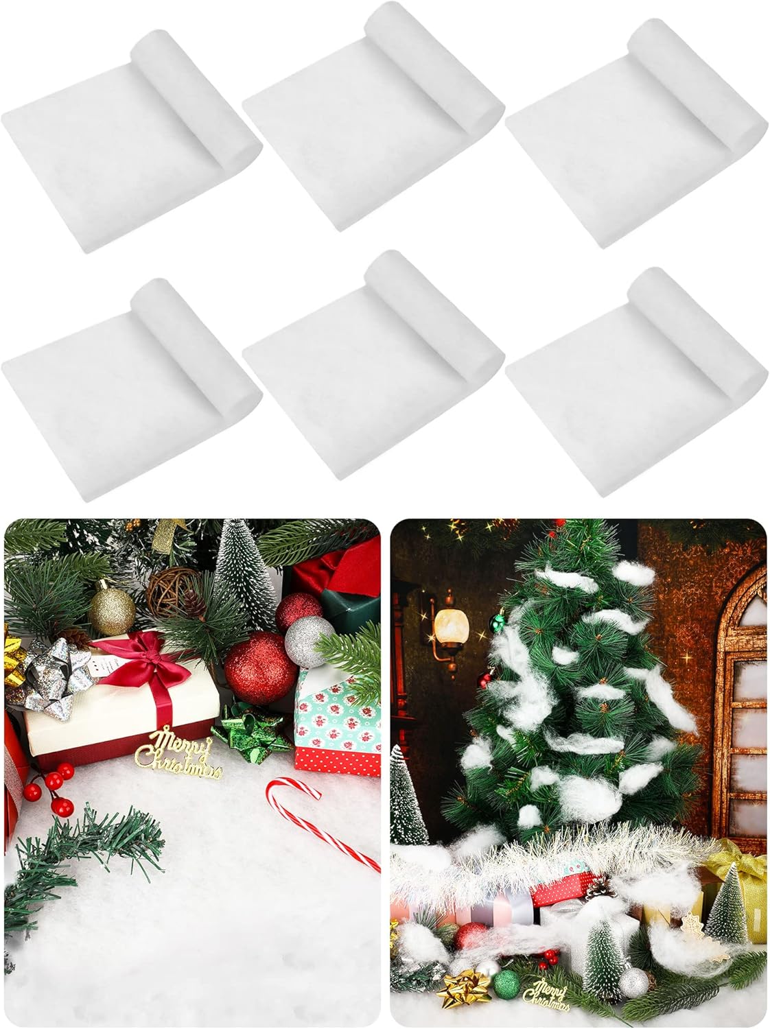 Artificial Snow - Shappy Christmas Snow Indoor Fake Snow Artificial Snow Blanket Christmas White Snow Decor for Christmas Winter Holiday Indoor Decoration (3, 31.52 x 47.28 Inches)