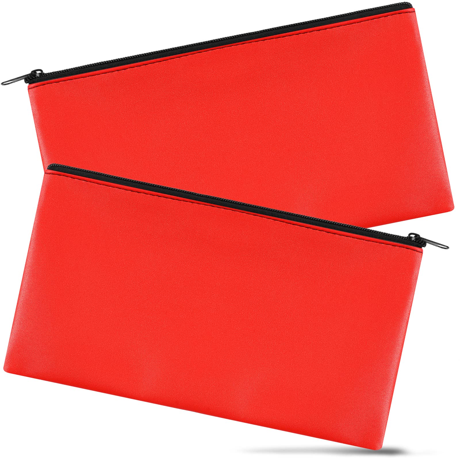 Photo 1 of 2 Pieces Money Bags with Zipper, 11x6.1 inch Money Pouch, Bank Bag, Cash Bag, Check Wallet, Cosmetics(Red)
