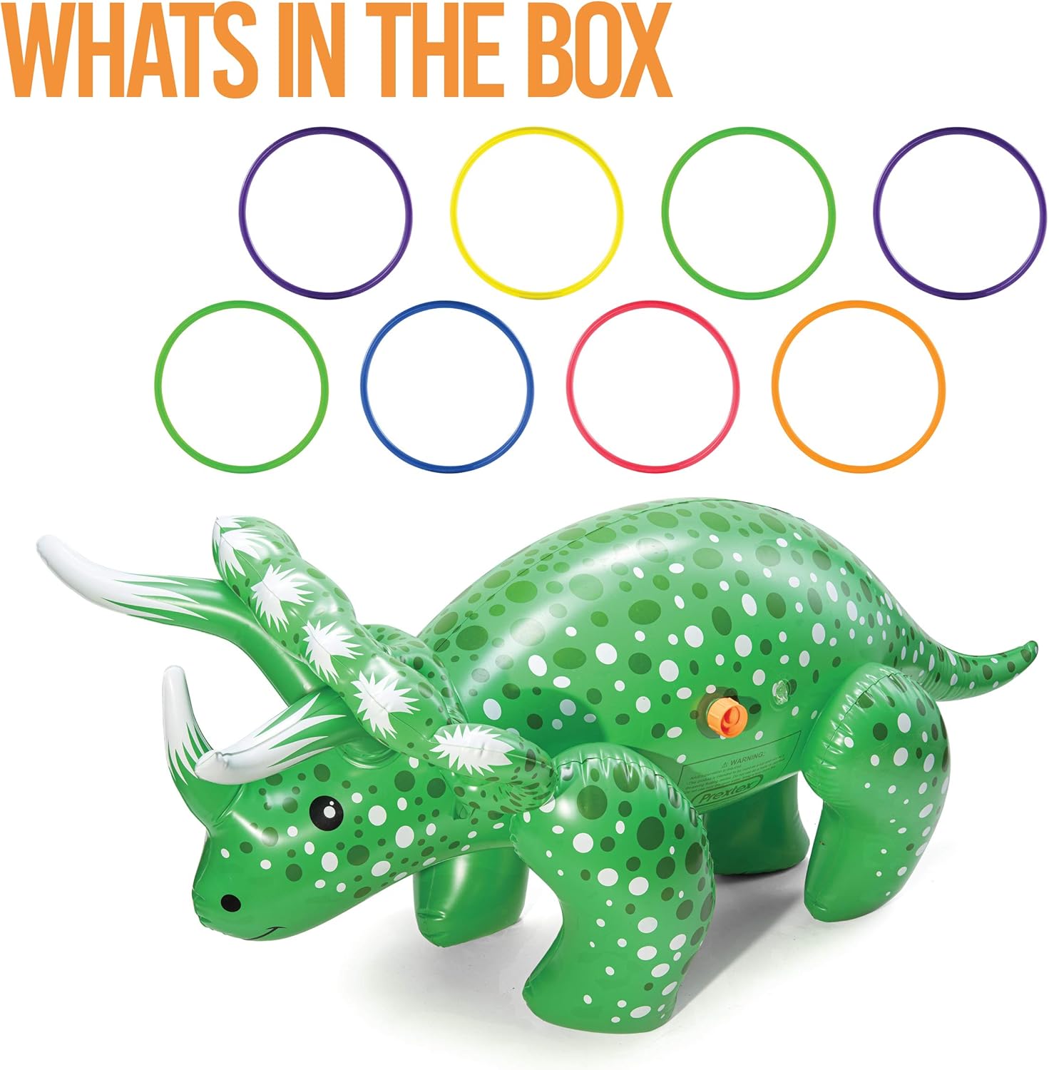 Prextex 2 in 1 Dinosaur Water Sprinkler and Ring Toss Combo Inflatable Water Toy Fun Outdoor Water Toys Activity for Toddlers and Kids: Toys & Games