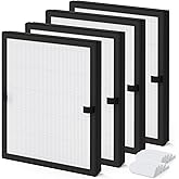 E-200 True HEPA Filter Replacement Compatible with LUNINO E-200 Air Purifiers for Home Large Room up to 1740sq.ft, 4 Pack (with Extra 10-Pieces Aroma Pad)
