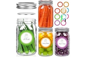 Alotpower 32 oz Mason Jars 4Pack,Empty Wide Mouth Mason Jars 32 oz with Lids&Bands/Stickers/Marker/Bottle Brush(32fl.oz, Set 