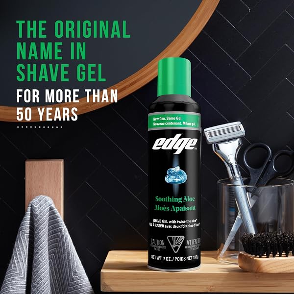 EDGE SHAVING GEL FOR MEN, SOOTHING ALOE WITH TWICE THE ALOE, (6 PACK) – SHAVE GEL FOR MEN THAT MOISTURIZES, PROTECTS AND SOOTHES TO HELP REDUCE SKIN IRRITATION