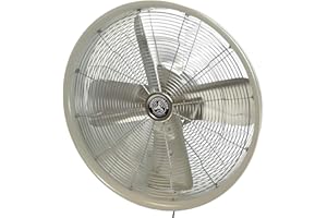 HydroMist Oscillating Wall Mounted Outdoor-Rated Fan, F10-14-017 3-Speed Control on Cord, Alum Fan Blade, Mounting Bracket and Black Vinyl Cover Included, Indoor/Outdoor Use, 24”, Off-White