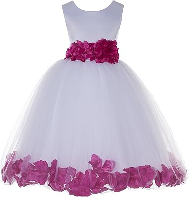 flower girl dress with rose petals inside
