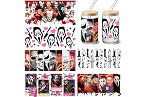 SUMELAY UV DTF Cup Wraps Sticker - 6 Sheets Halloween Rub on Transfers for Crafts for Glass 16 oz, UV DTF Transfer Sticker, Creative Festival Decoration