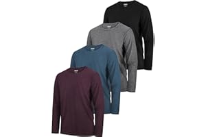 HXP 4 Pack Boys Long Sleeve Shirts Dry Fit Athletic T Shirts Boys' Activewear Quick-Dry Clothes Tees for Youth Teens