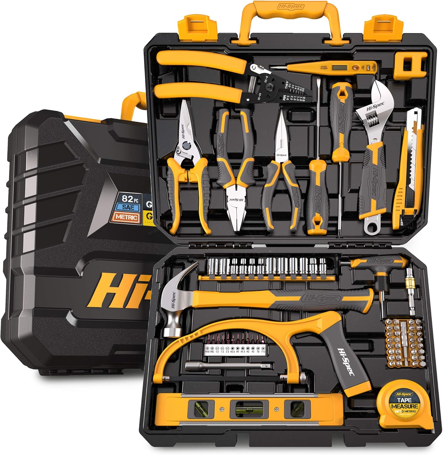 HiSpec 82 Piece Home & Garage Tool Kit Set. Full Set of Complete