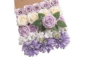 YYHUAWU Artificial Flowers Combo Box Set Gradient Color Flower Leaf with Stems for DIY Wedding Bouquets Centerpieces Baby Shower Party Home Decorations