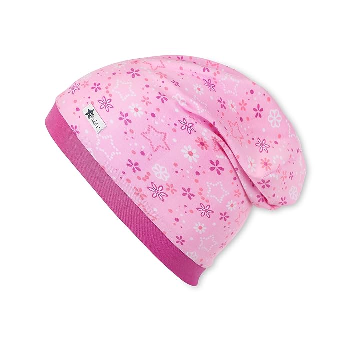 Sterntaler Slouch-Beanie für Mädchen mit Blümchen und Sternchen