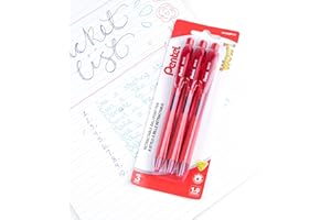 Pentel Wow! Retractable Ballpoint Pen, Everyday Writing, Office Supplies, School Supplies, 1.0mm Bold Point, Red Ink, BK440BP
