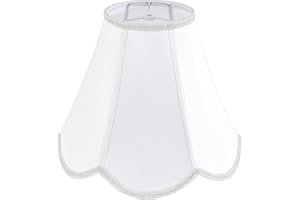 GO&SO White Lamp Shade Medium Scalloped Lamp Shades,6"Top x 13"Bottom x 10.6"Vertical Height,Replacement Lampshades for Table Lamps,Handmade Bell Lamp Shades(Spider),Petal Edge Braid,Easy Assembly