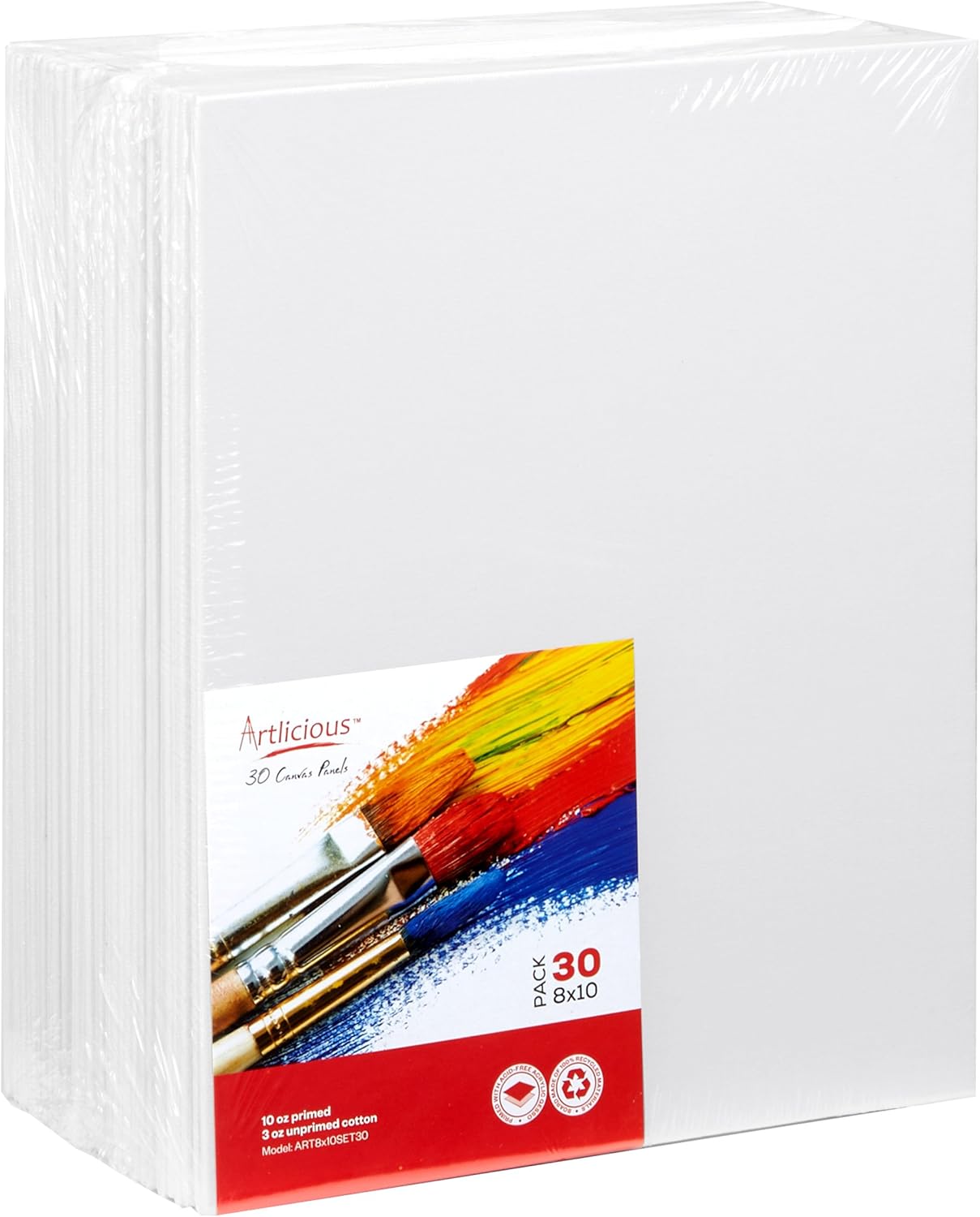 Artlicious - 30 Classroom Value Pack - 8x10 Primed Canvas Panel Boards