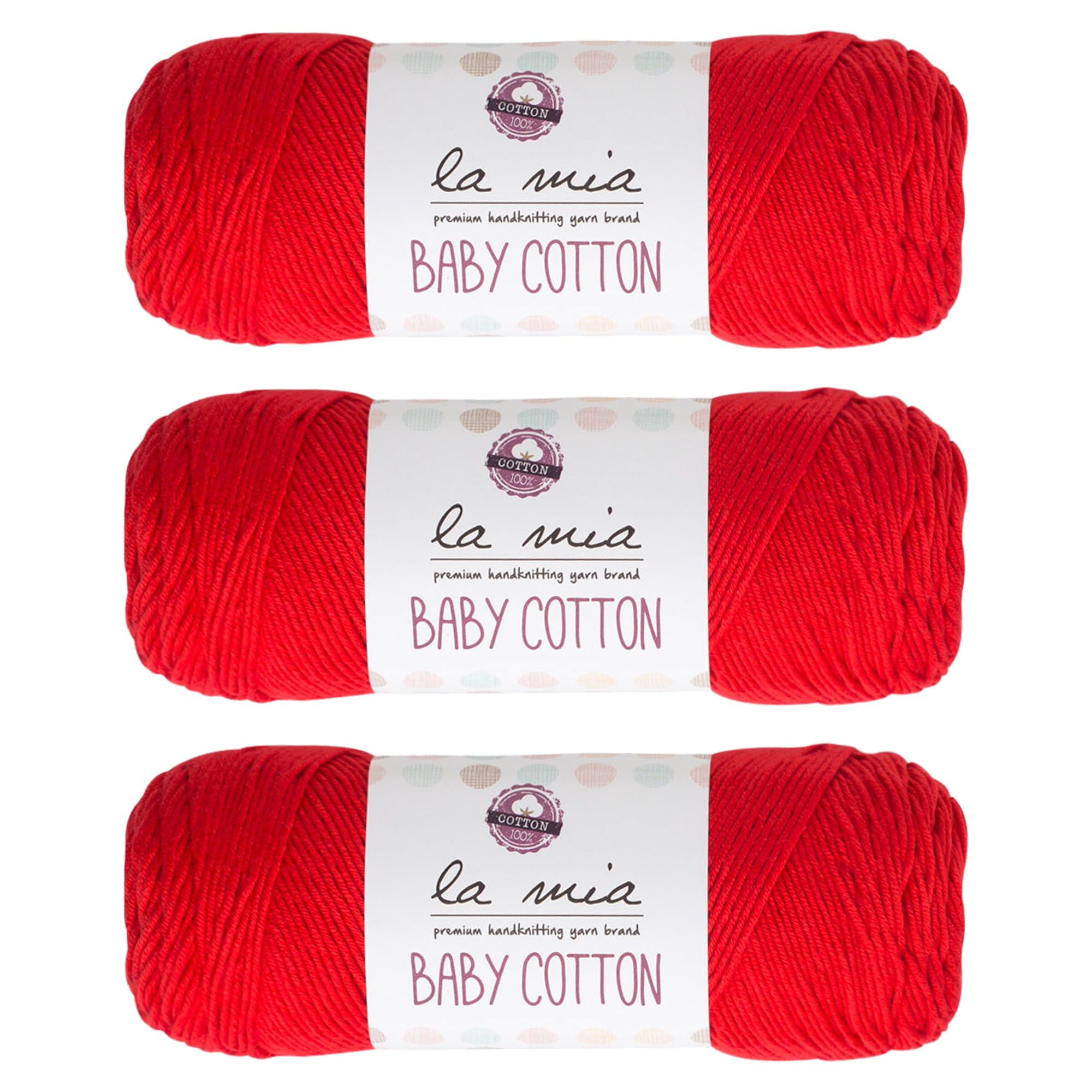 3 Skein La Mia Baby 50% Cotton Total 10.5 Oz Each 3.5 oz (100 g) / 218yd (200m), Medium, Worsted, Super Soft Yarn, Best For Baby and Amigurumi, Pink - L004