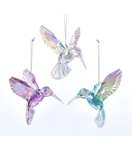Boule De Noël Colibri En Verre Transparent - Ornement Déco 3D Pour Sapin Et Intérieur