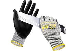 COOLJOB 12 Pairs A6 Cut Resistant Safety Work Gloves with Grip, Breathable & Lightweight Polyurethane PU Coated Protective Gl