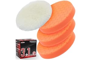 KUIMIT Orange Polish Pad, 3Pcs 6.5 Inch Face for 6 Inch Buffing Polishing Pads and Woolen Pads 150mm Backing Plate Compound Buffing Sponge for Car Buffer Polisher Compounding, Polishing and Waxing