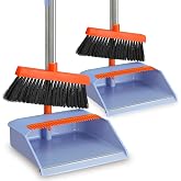 PHYEX 2-Pack Broom and Dustpan Set for Sweeping Indoor, Broom Dustpan with 48" Long Handle, Broom with Dustpan Combo Set(Purple)