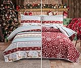 Christmas Quilt Set Twin Size Lodge Moose Reindeer