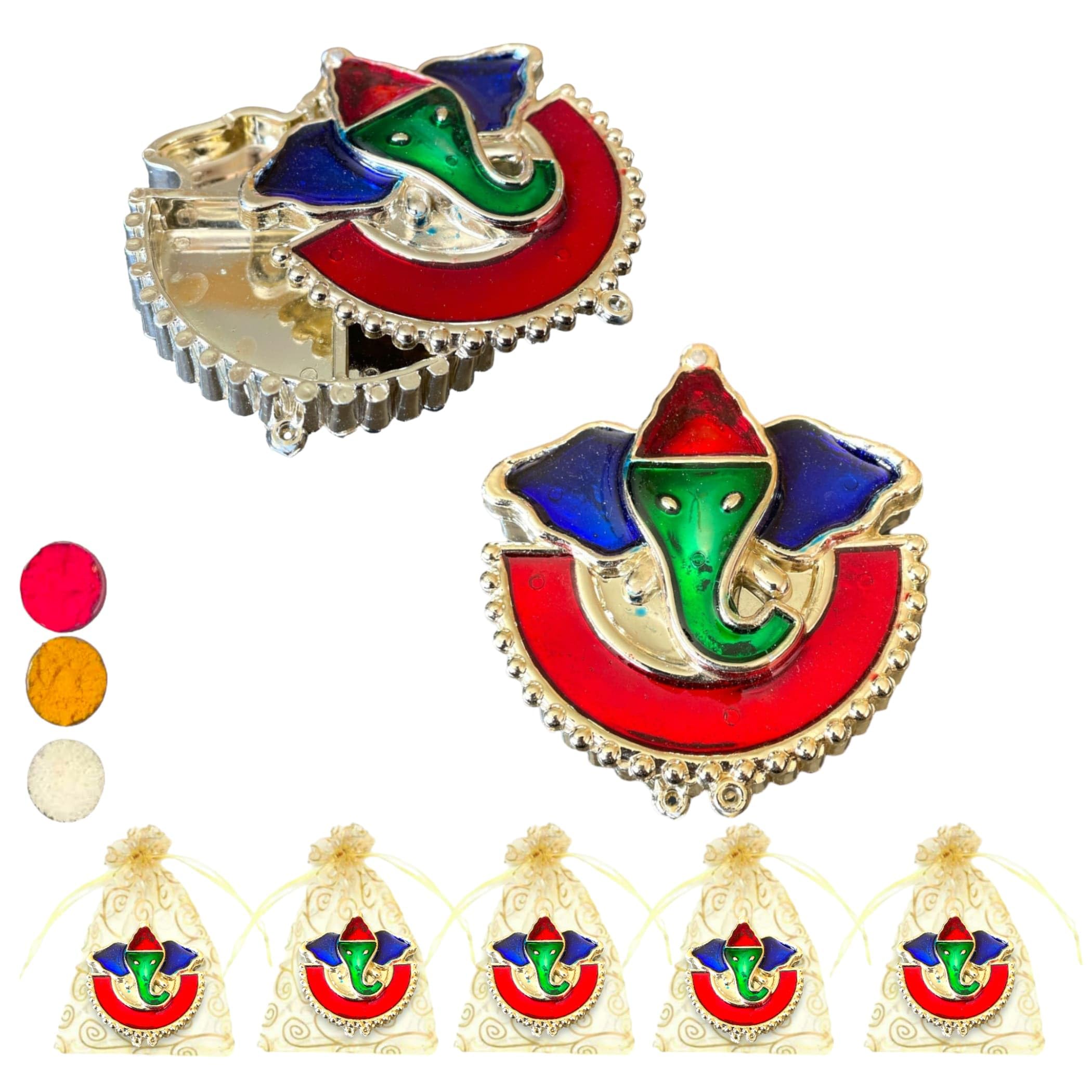 Photo 1 of LOVENSPIRE Bulk Decorative Ganesha Haldi Kumkum Holder Roli Chawal/Rice Holder Indian Festival Favor Diwali Rakhi Pooja Tilak Platter Housewarming Gifts Wedding Favor