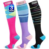 SB SOX 3-Pair Compression Socks (15-20mmHg) | Best Compression Socks for Flying, Medical, Sports, Wide Calf Fit, Pregnancy, and Daily Wear