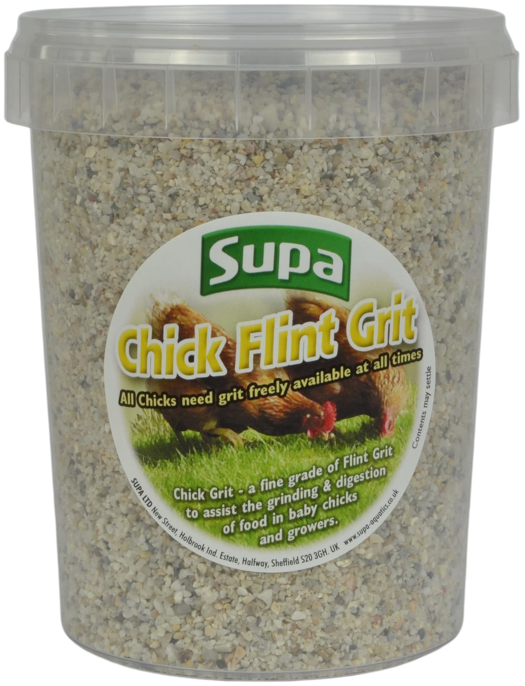 Supa Chick Flint Grit Tub, 1 Litre, Pack of 5, Provides The Insoluble Grits Required In The Crop Of Chicks & Growers To Grind Food And Aid Digestion