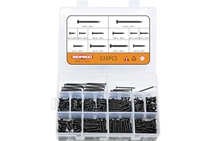 Indprod 530 pcs M4 Black Wood Screws Assortment Kit,High Hardness Carbon Steel Self-Tapping Screws,Phillips Drive Flat Head Screws Set Kit,Black Oxide,Full Thread,Countersunk Head