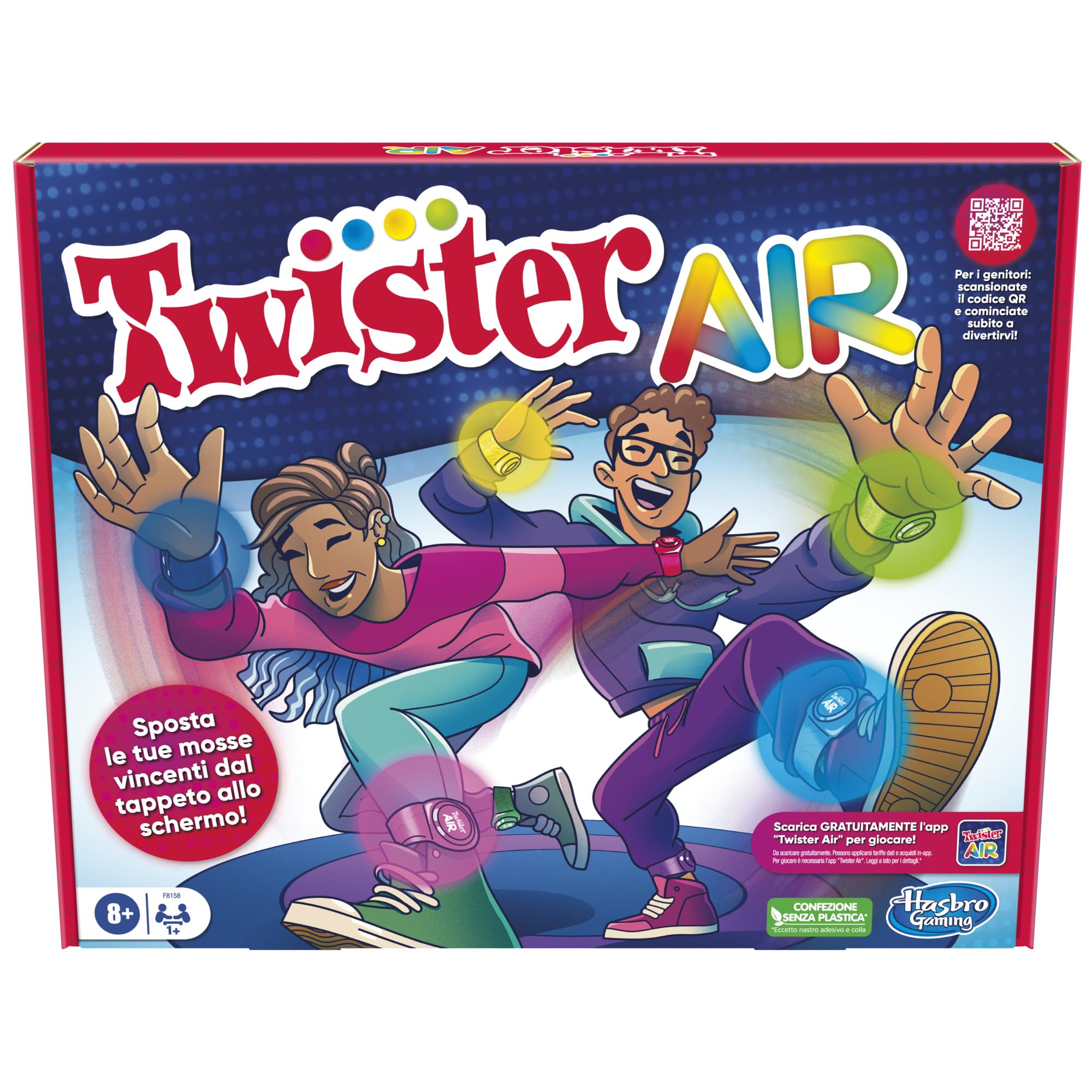 Hasbro Gaming Twister Air Game, Twister Game with Augmented Reality App, Connects to Smart Devices, Active Party Games, Ages 8+