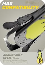 CAPAS Snorkel Fins Travel Size Short Adjustable Open Heel Yellow L/XL view 4