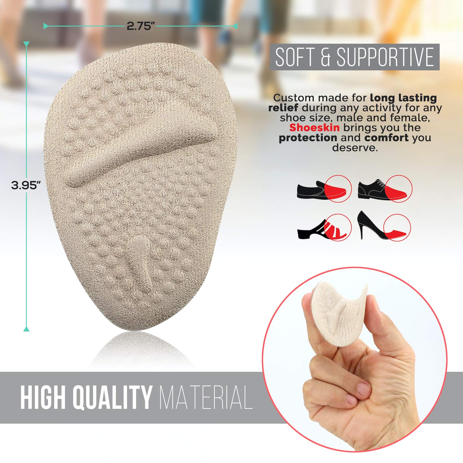 Metatarsal Pads for Women & Men Ball of Foot Cushions for Pain Relief Comfortable, Nonslip